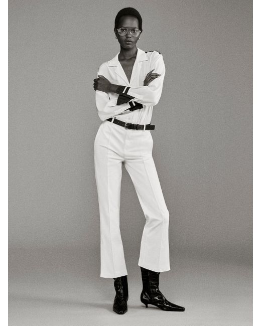 FRAME White Cropped Kick Flare Trouser