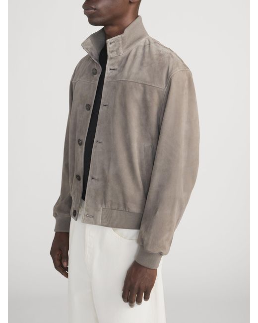 FRAME Brown Rib Collar Suede Jacket for men