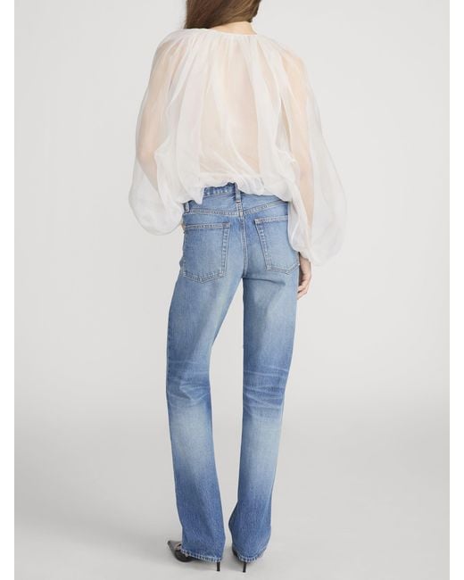 FRAME White The Sheer Balloon Blouse
