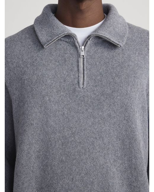 FRAME Gray Zip Up Wool Sweater for men