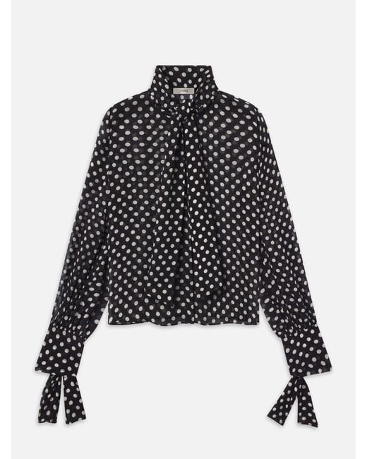FRAME Black The Nouvelle Polka Dot Blouse