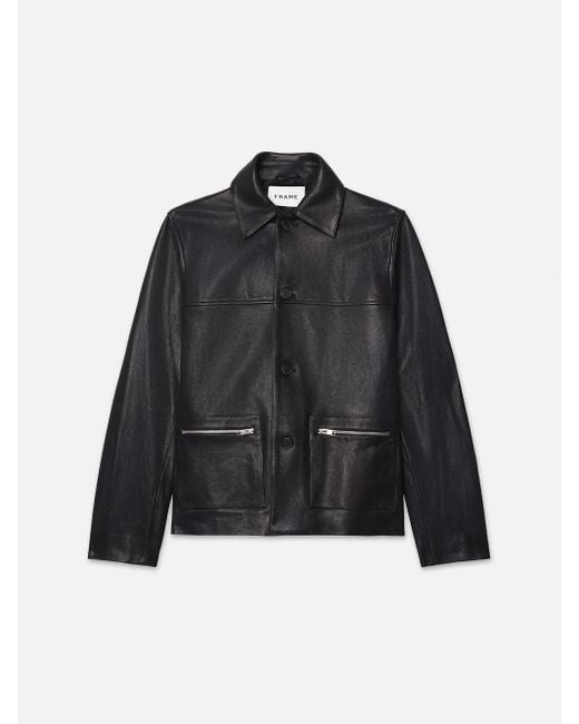 FRAME Black Utility Leather Jacket for men