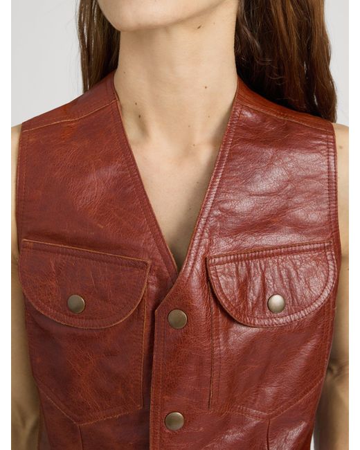 FRAME Red The Leather Utility Vest