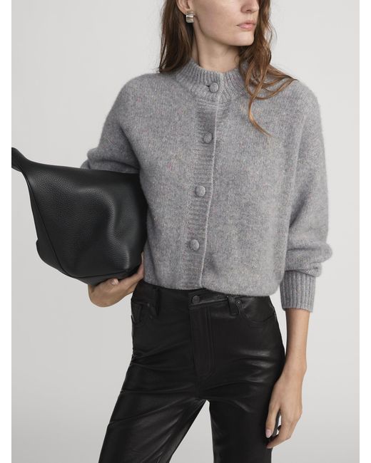 FRAME Gray The Cashmere Fleck Cardi