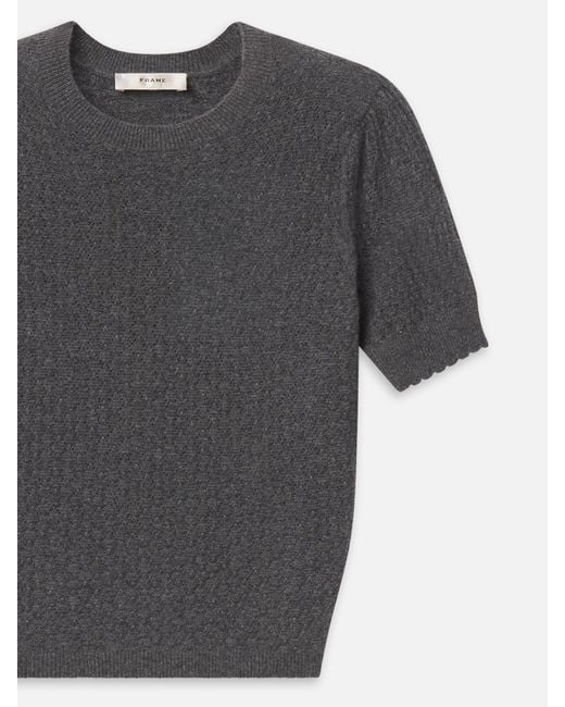 FRAME Gray The Gathered Honeycomb Sweater