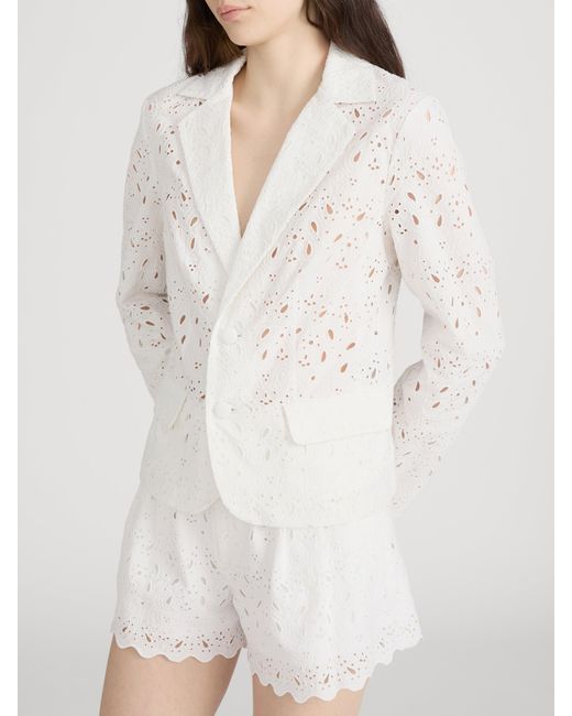 FRAME White The Paisley Eyelet Classic Blazer