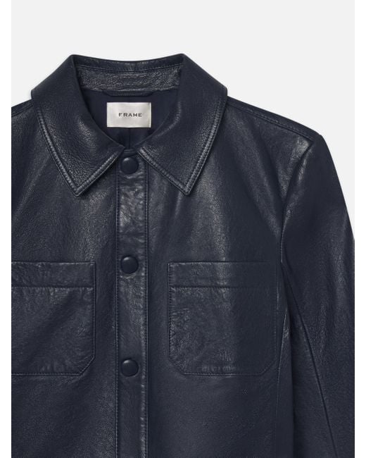 FRAME Blue The Small Leather Jacket