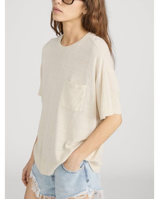 FRAME White The Silk Knit Plus One Tee