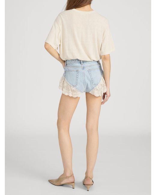 FRAME Blue The Crochet Ruffle Short
