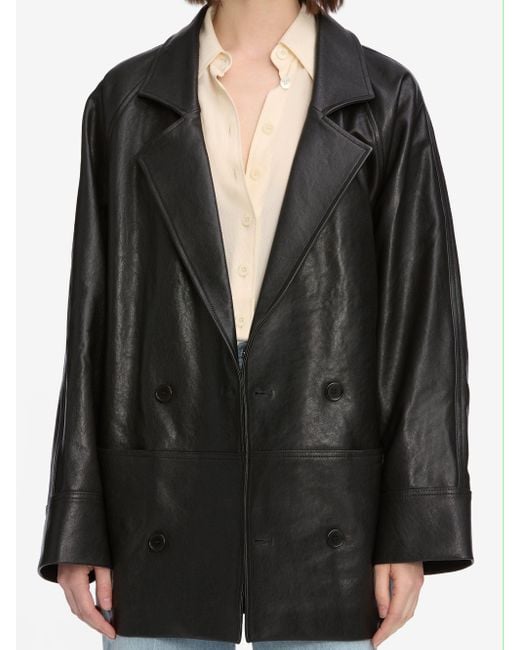 FRAME Black Oversized Leather Jacket