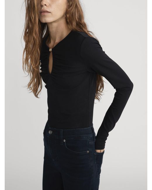 FRAME Blue The Keyhole Top