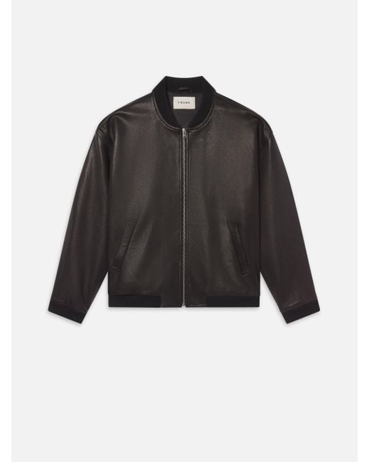 FRAME Black Leather Bomber for men