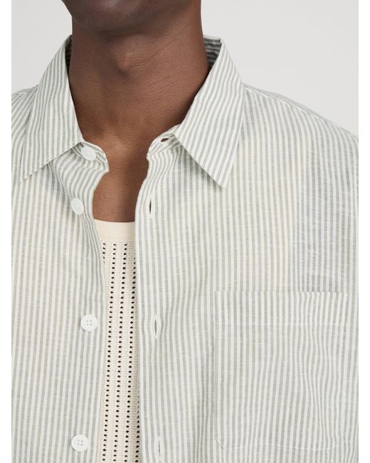 FRAME White Linen Blend Stripe Shirt for men