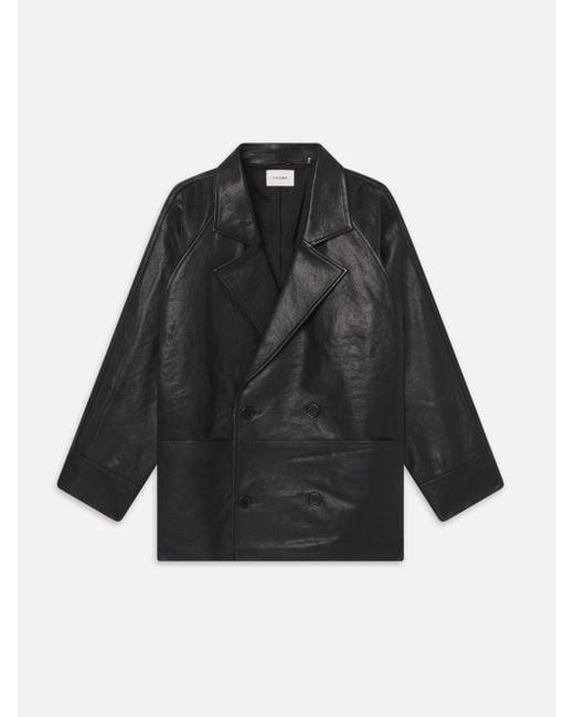 FRAME Black Oversized Leather Jacket