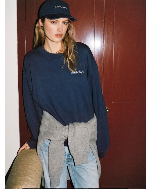 FRAME Blue Sotheby's Crewneck Sweatshirt