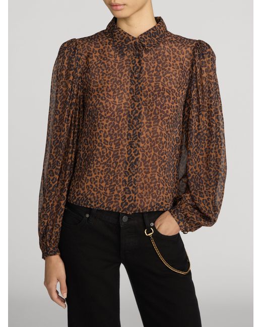 FRAME Brown The Silk Prairie Shirt