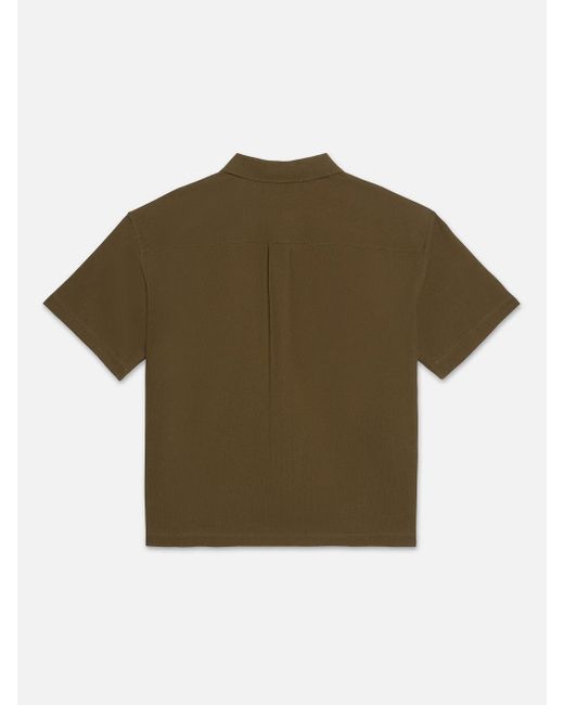 FRAME Green Waffle Textured Short Sleeve Shirt for men