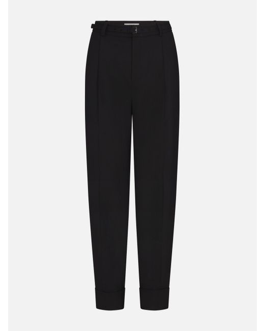FRAME Black The Cuffed Pleated Trouser