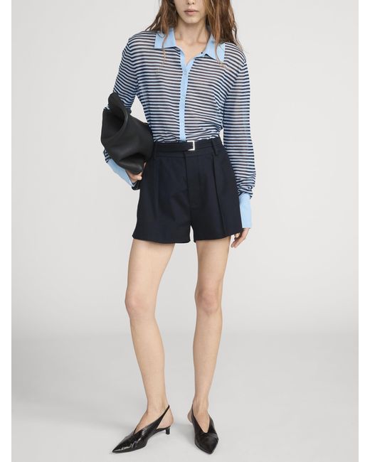 FRAME Blue The Collared Cardi