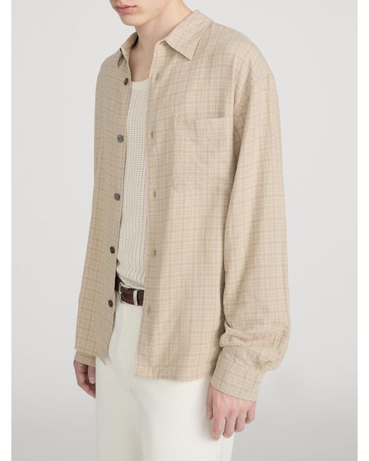 FRAME Natural Linen Blend Plaid Shirt for men