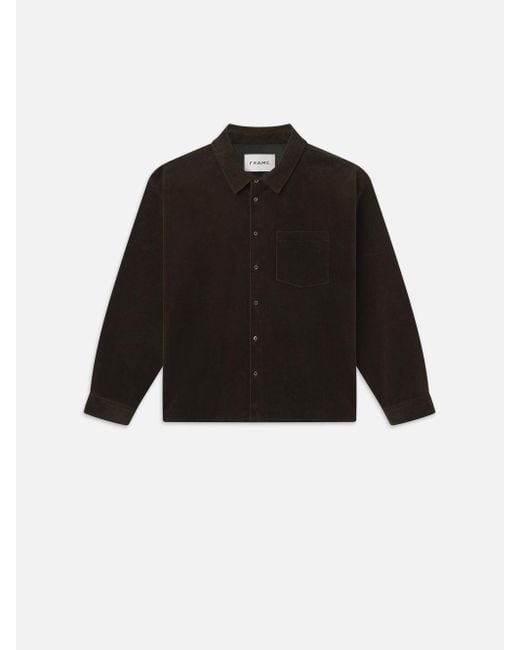 FRAME Black Relaxed Corduroy Overshirt for men