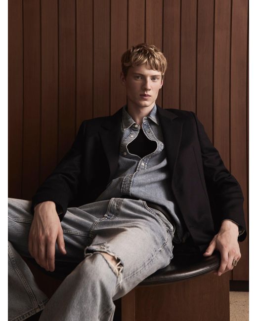 FRAME Blue Unlined Wool Blazer for men