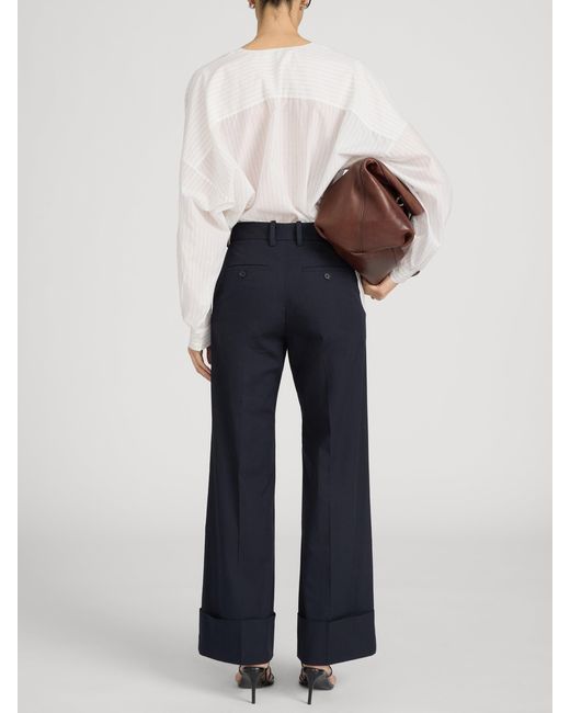 FRAME Blue The Cuffed Slim Palazzo Trouser