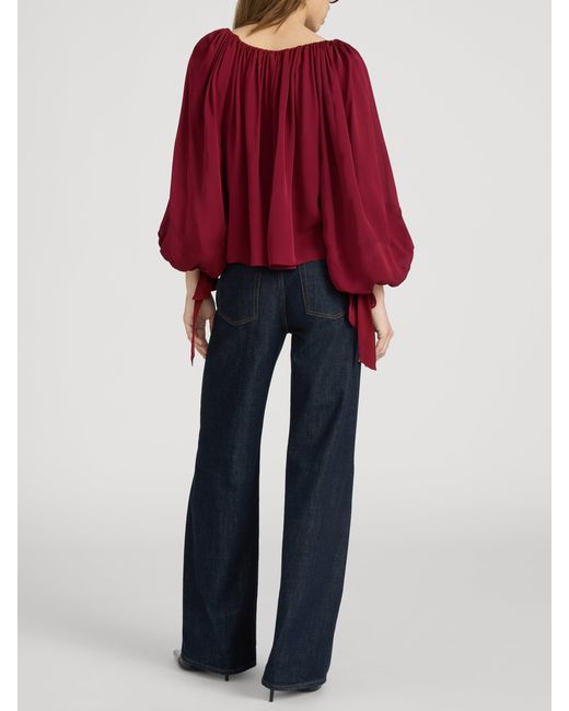 FRAME Red The Silk Serenade Blouse