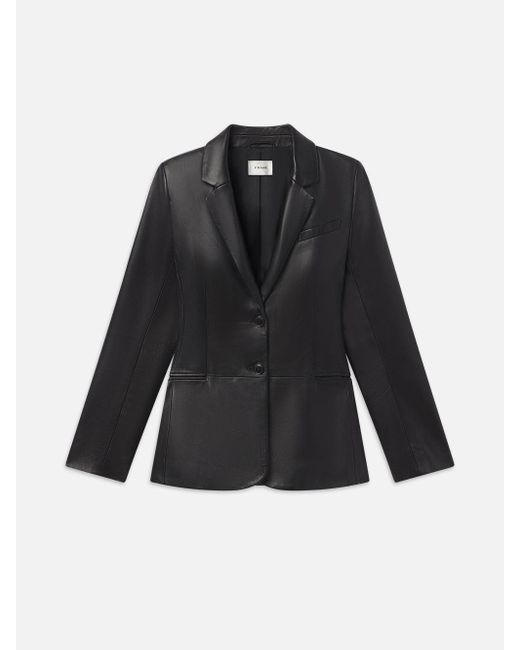 FRAME Black The Femme Leather Blazer