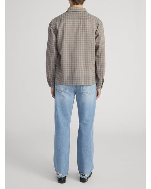 FRAME Natural Light Wool Plaid Shirt for men