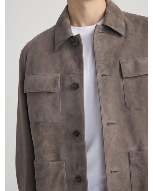 FRAME Brown Suede Chore Coat for men