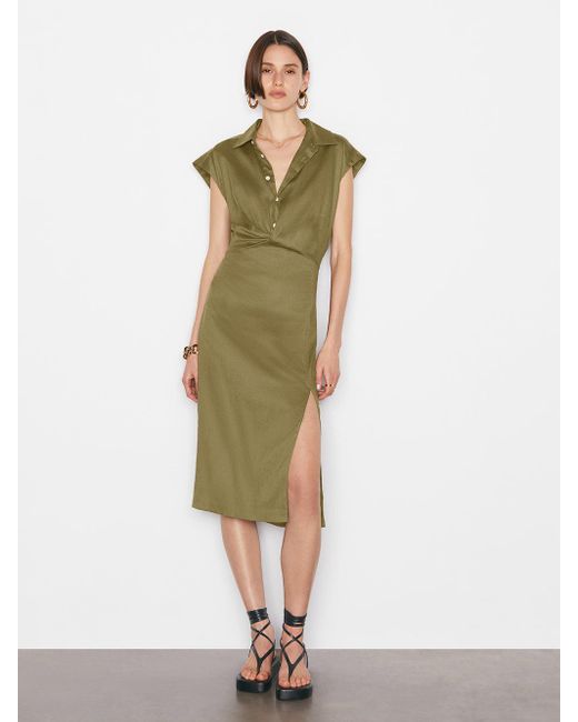 FRAME Green Sleeveless Twist Dress