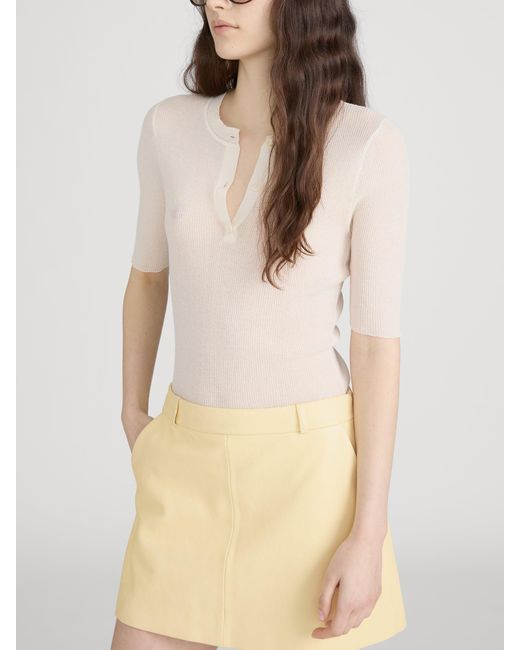 FRAME White The Henley Rib Tee