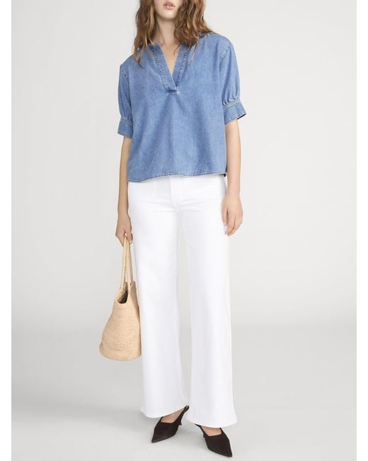 FRAME Blue The Denim V-neck Popover Top