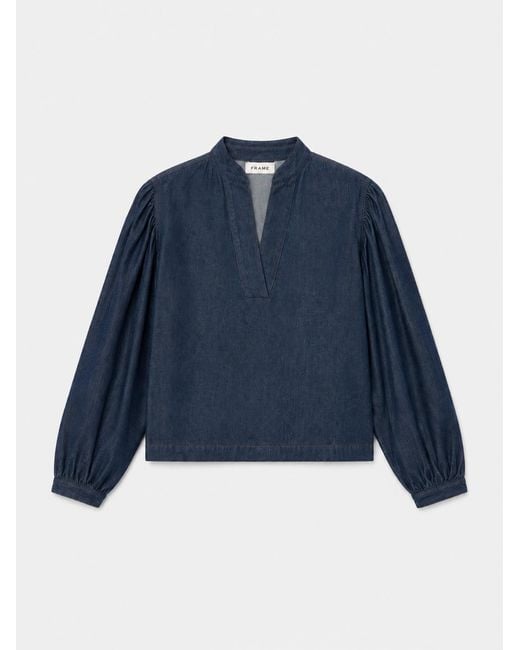 FRAME Blue The Off Duty Long Sleeve Popover