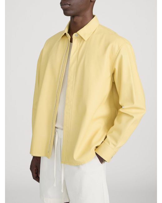 FRAME Yellow Leather Zip-up Shirt for men