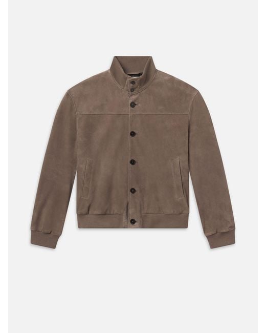 FRAME Brown Rib Collar Suede Jacket for men
