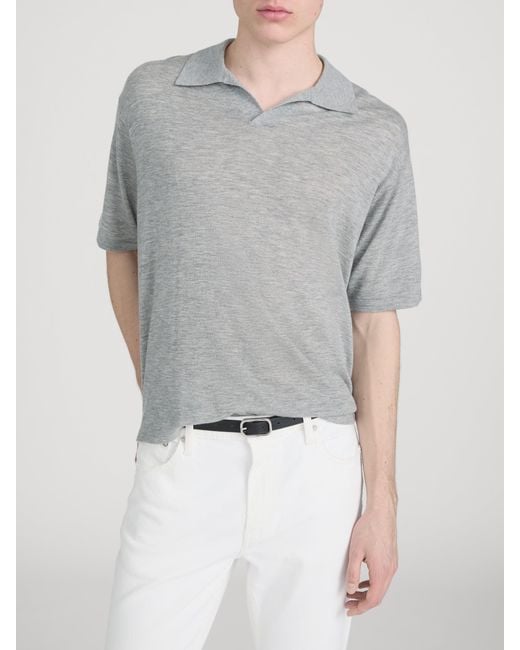 FRAME Gray Superfine Polo Sweater for men