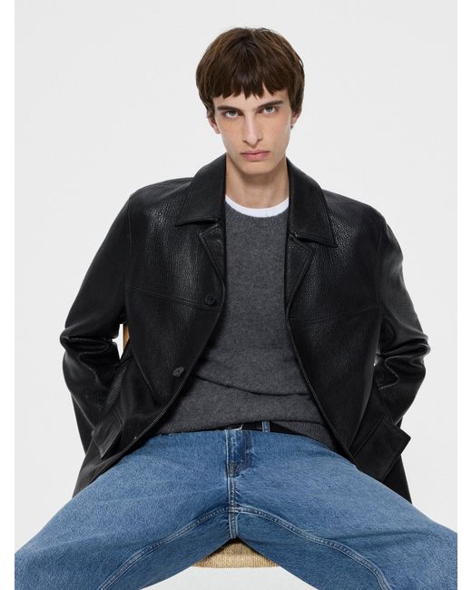 FRAME Black Leather Jacket for men