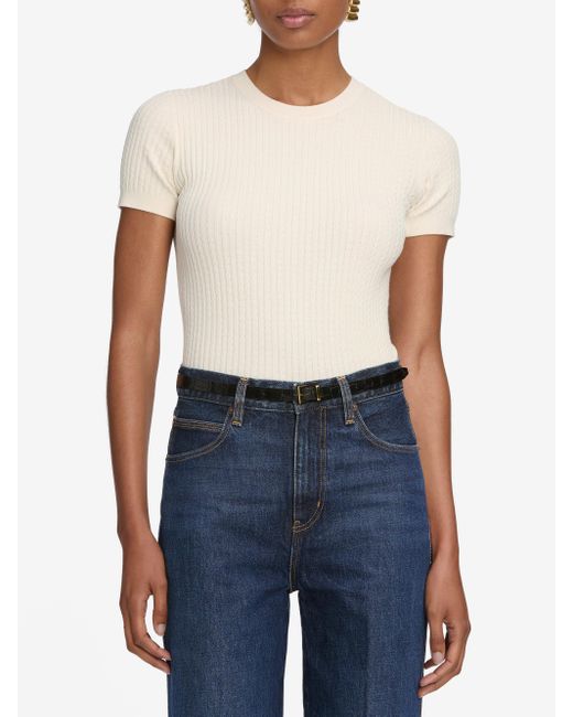 FRAME White The Fine Cable Tee