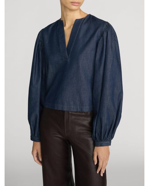 FRAME Blue The Off Duty Long Sleeve Popover