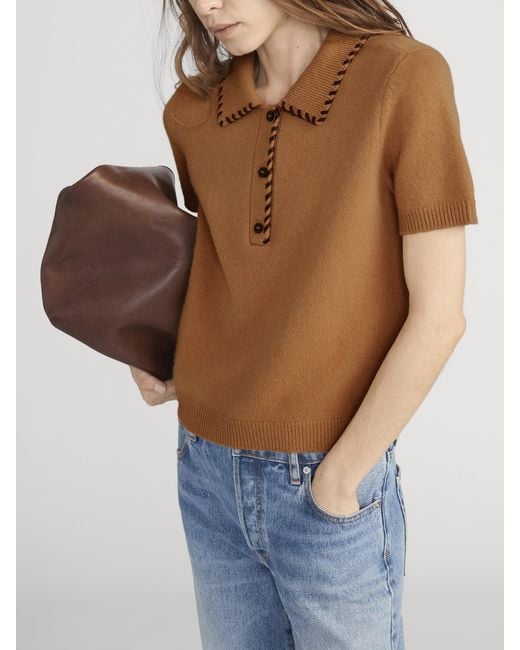 FRAME Natural The Leather Stitch Polo