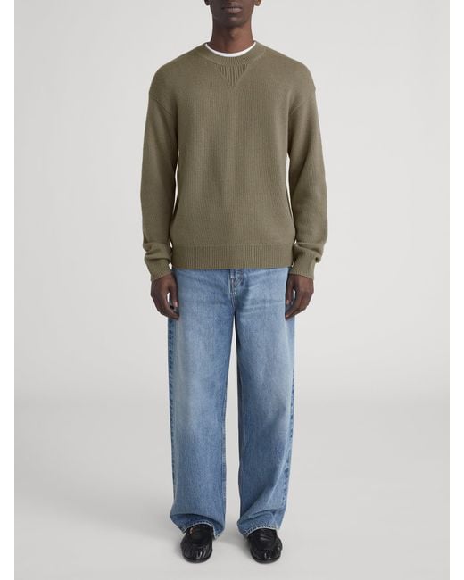 FRAME Green Suede Patch Sweater for men