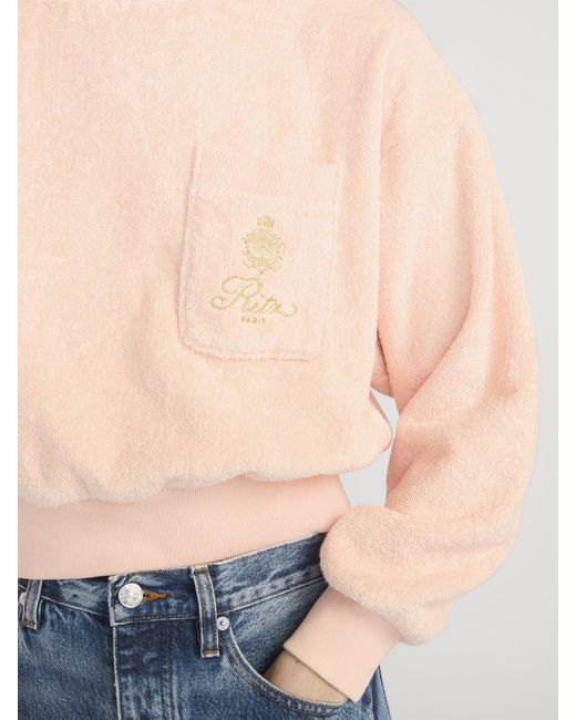 FRAME Natural Ritz Terry Cropped Sweatshirt