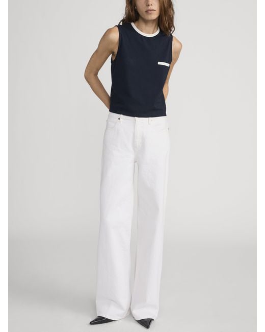 FRAME Blue The Pique Pocket Tank