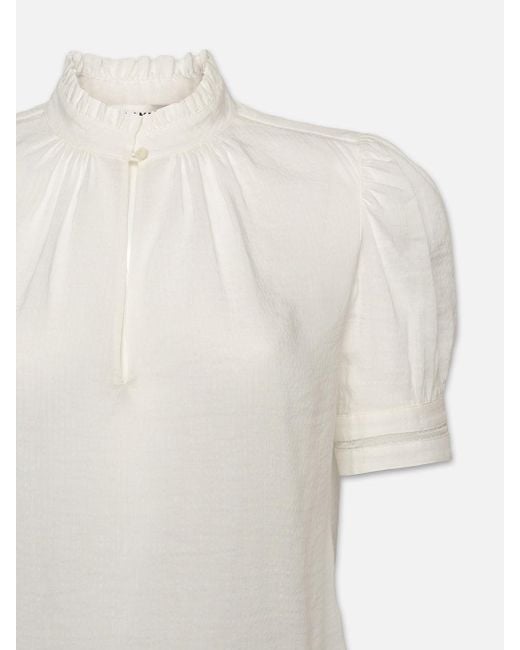 FRAME White Ruffle Collar Inset Lace Top
