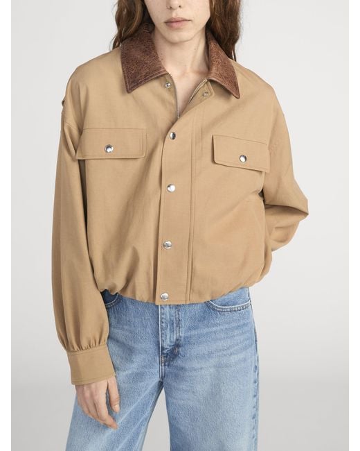 FRAME Natural The Leather Collar Bubble Jacket