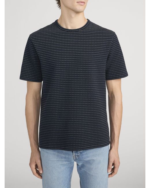 FRAME Black Jacquard Stripe Tee