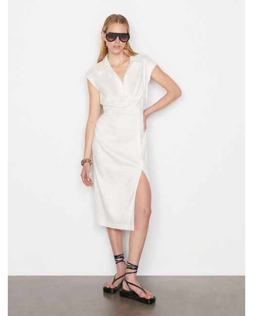 FRAME White Sleeveless Twist Dress
