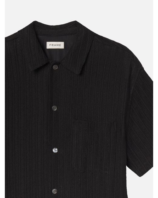 FRAME Black Crochet Short Sleeve Shirt for men